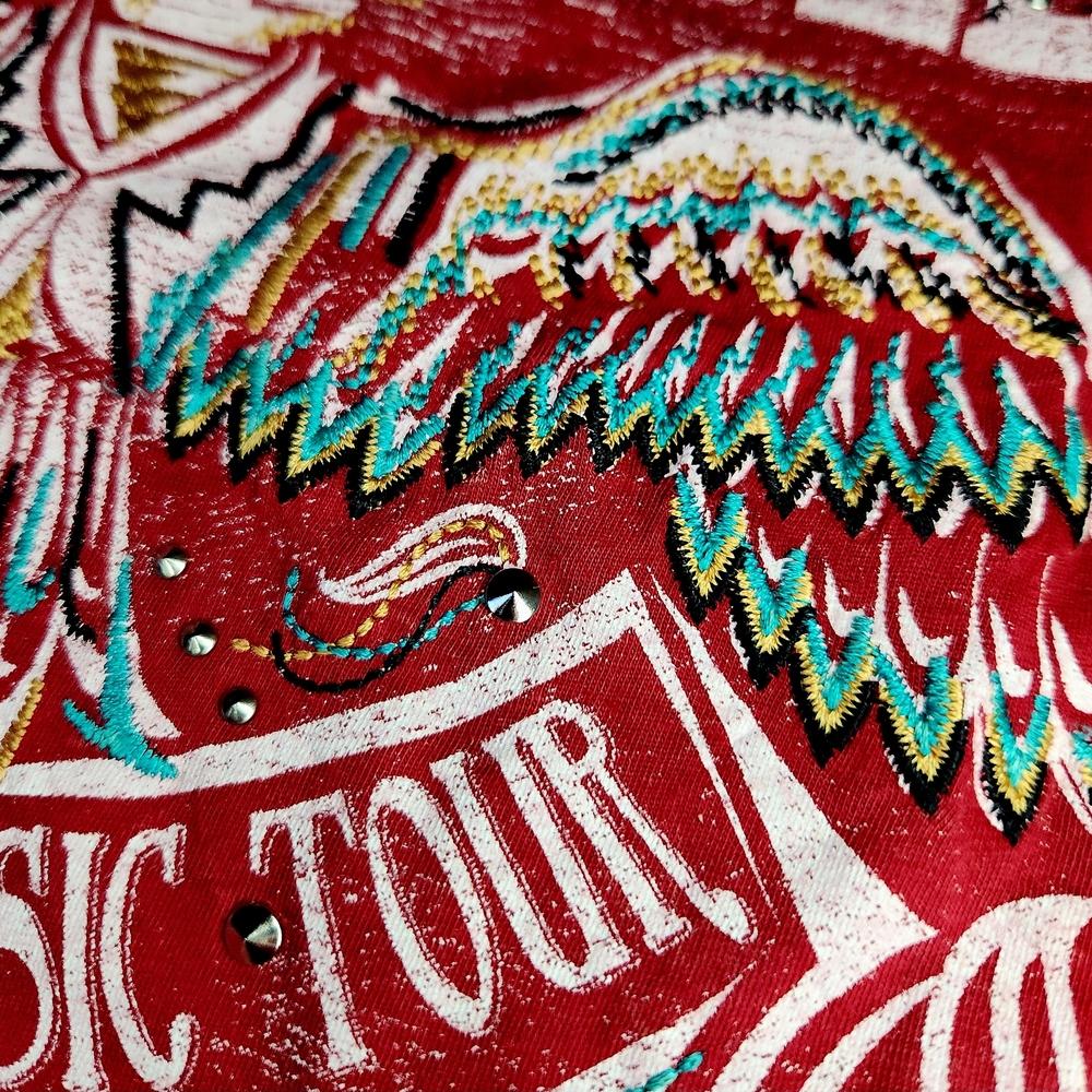 Panhandle Slim Womens Large Red Long Sleeve Tee Studded Western Wild West Top - Picture 3 of 14